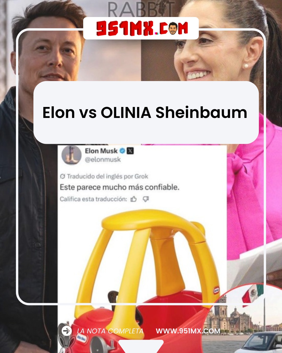 Musk se burla del Olinia y México le responde con prototipo en marcha